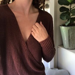 V neck knit rust fall sweater